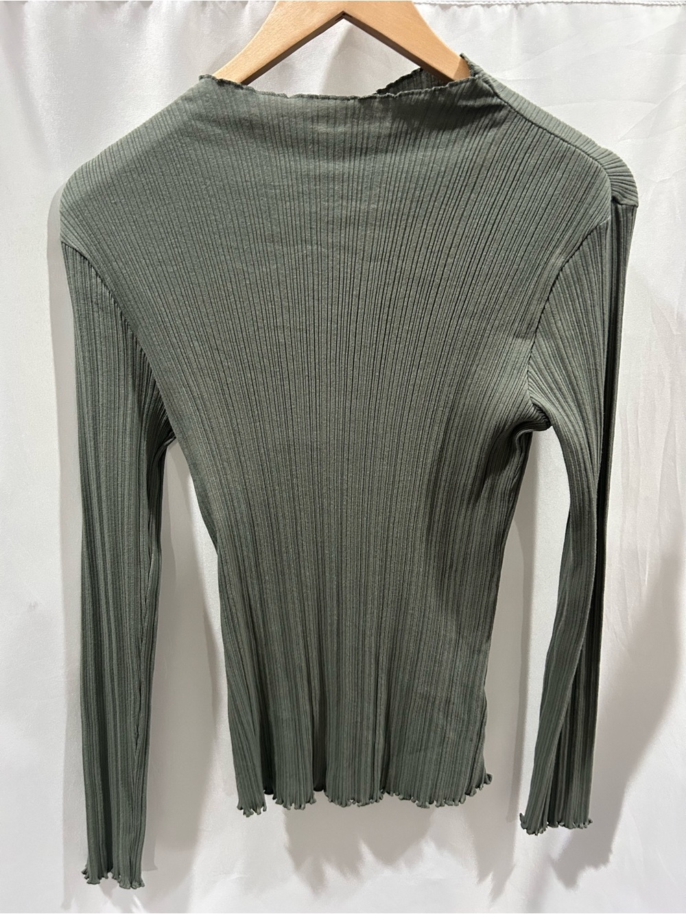 Nation LTD Brenna Castor Gray (green tone) Ribbed Mock-Neck Long Sleeve Top - Picture 6 of 6